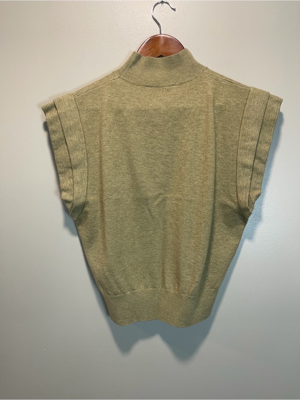 Zara Olive Sleeveless Turtleneck Knit Sweater.